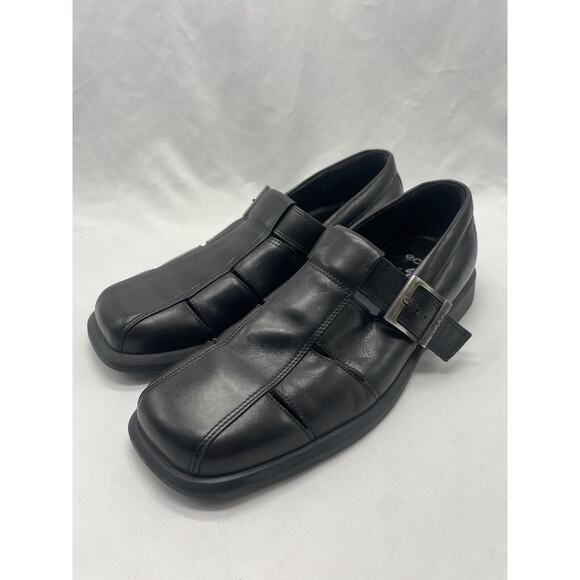 Ecco Fisherman Enclosed Sandals Shoe Black Leather Buckle Mens SZ 11.5 - Picture 1 of 11